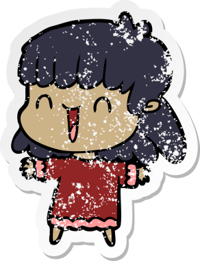 Bir çizgi film kadınının orijinal sıkıntılı çıkartması.