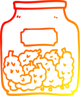 Bir karikatür kenevir dispanser kavanozunun orijinal sıcak çizgi çizimi