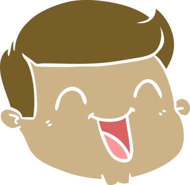 Orijinal mutlu düz renkli çizgi film erkek yüzü