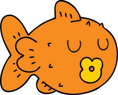 Orijinal el çizimi, çizgi film balığı.