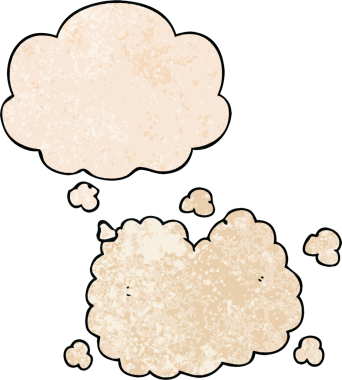 Düşünce baloncuğu ile orijinal çizgi film duman bulutu grunge doku tarzı