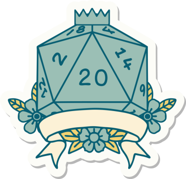 Orijinal çıkartma. 20 kritik vuruş D20 zar atıldı.