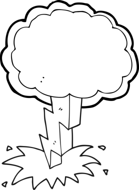 Orijinal el yazısıyla çizilmiş siyah beyaz çizgi film yıldırımı