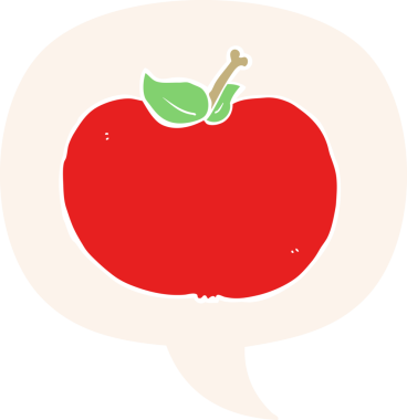 Konuşma baloncuklu orijinal çizgi film elması