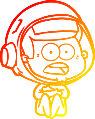 Orijinal sıcak çizgi çizimi bir karikatür sürpriz astronot