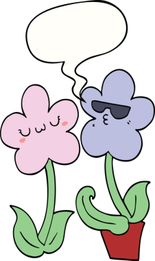 Konuşma baloncuklu orijinal sevimli karikatür çiçeği