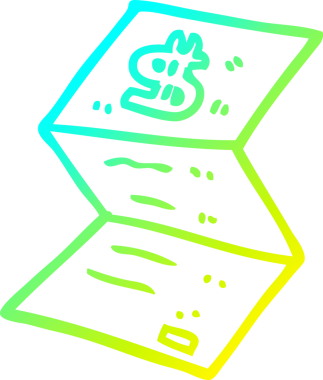 Bir karikatür yasal para mektubunun orjinal soğuk gradyan çizimi