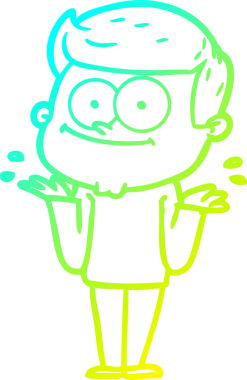 Mutlu bir çizgi film karakterinin orjinal soğuk gradyan çizimi.