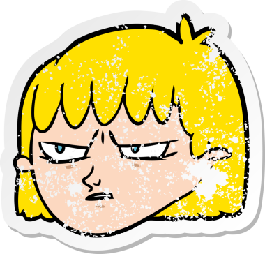 Kızgın bir karikatür karikatürünün orijinal üzgün çıkartması.