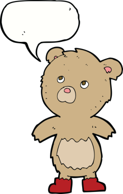 Konuşma balonlu orijinal çizgi film ayısı.