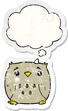 Üzücü bir çıkartma olarak düşünce baloncuğu olan orijinal çizgi film baykuşu