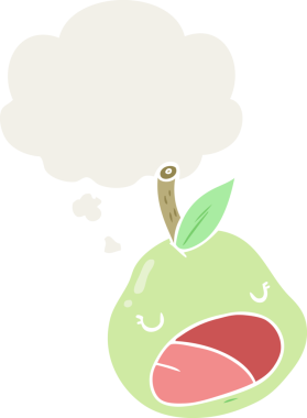 Geçmişe dönük düşünce baloncuklu orijinal çizgi film armudu