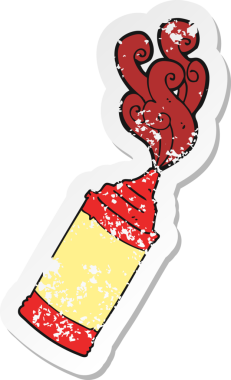 Orijinal gerilmiş ketçap şişesi etiketi.