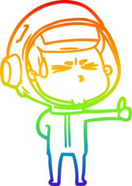 Orijinal gökkuşağı gradyan çizgi çizimi bir astronot stresli