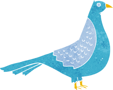 Bir insan tarafından çizilmiş orijinal çizgi film kuşu.