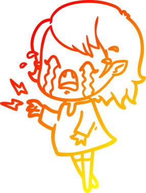 Ağlayan vampir bir kızın orjinal sıcak çizgi çizimi