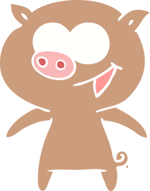 Orijinal neşeli domuz düz renkli çizgi film