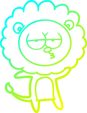 Bir çizgi filmin orijinal soğuk gradyan çizimi sıkılmış bir aslan.