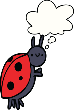 Düşünce baloncuklu orijinal uğur böceği