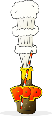 Orijinal çizilmiş karikatür köpüklü içecek şişesi