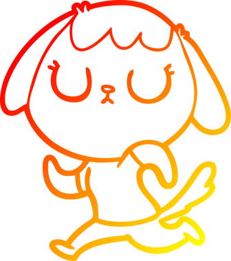 Sevimli bir çizgi film köpeğinin orjinal sıcak çizgi çizimi