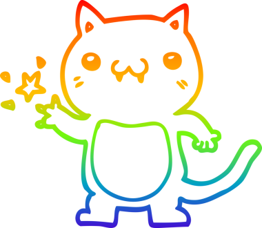 Çizgi film kedisinin çizdiği orjinal gökkuşağı gradyan çizimi