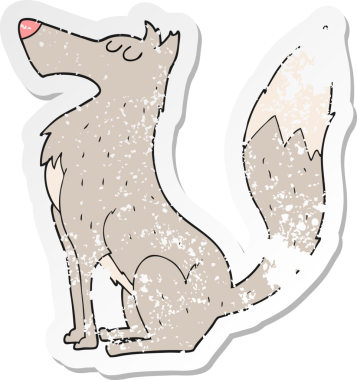 Çizgi film kurdunun gerilmiş orijinal çıkartması.