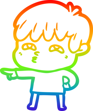 Orijinal gökkuşağı gradyan çizgi çizimi meraklı bir adamın