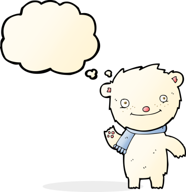 Düşünce baloncuklu orijinal şirin kutup ayısı.