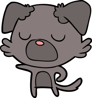 Bir insan tarafından çizilmiş orijinal bir çizgi film köpeği.