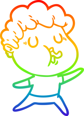 Orijinal gökkuşağı gradyan çizgi çizimi Bir çizgi film adamı şarkı söylüyor