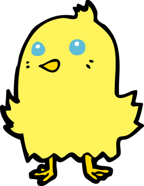 Bir insan tarafından çizilmiş orijinal çizgi film kuşu.