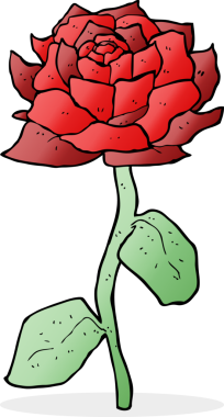 Bir insan tarafından çizilmiş orijinal gül karikatürü.