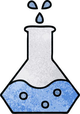 Bir bilim deneyinin orijinal grunge desen karikatürü