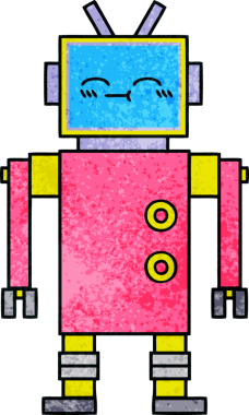 Orijinal grunge deseni robot karikatürü