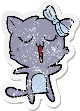 Çizgi film kedisinin orijinal sıkıntılı çıkartması