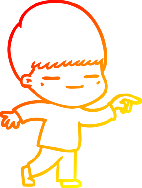 Çizgi film karakteri kendini beğenmiş bir çocuğun orjinal sıcak çizgi çizimi