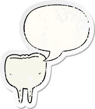 Konuşma baloncuklu orijinal çizgi film dişleri sıkıntılı eski çıkartmalar