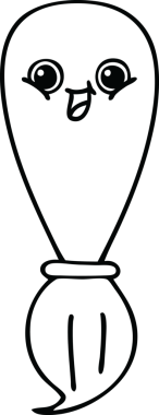 Orijinal çizgi bir boya fırçası çizimi