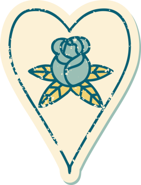 Bir kalp ve çiçeğin orijinal sembolik dövmeli görüntüsü.