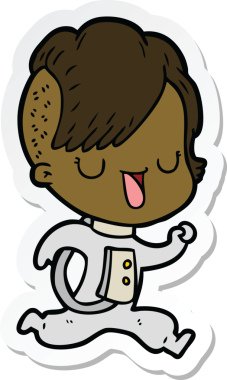 Hipster saçlı astronot bir kızın orijinal çıkartması.