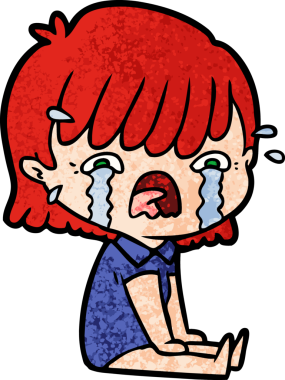 Orijinal çizgi film kızı ağlıyor.