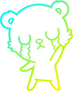 Ağlayan bir çizgi film ayısının el sallamasının orijinal soğuk eğim çizgisi.