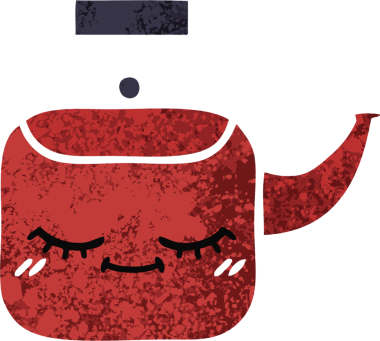 Orijinal retro illüstrasyon tarzı bir çaydanlık karikatürü