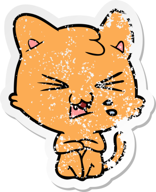 Çizgi filmdeki tıslayan kedinin orijinal üzgün çıkartması.