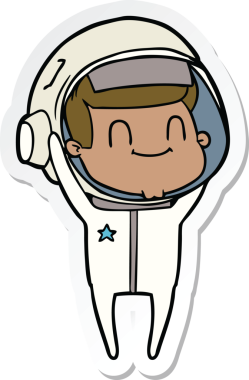Mutlu bir astronotun orijinal çıkartması.