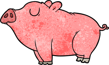 Bir insan tarafından çizilmiş orijinal çizgi film domuzu.