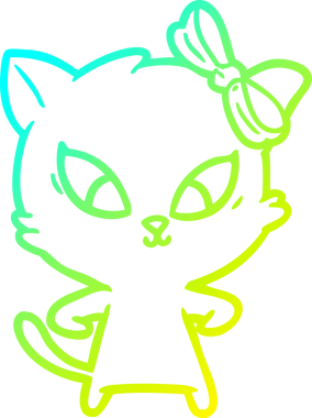 Bir çizgi film kedisinin orijinal soğuk eğimli çizimi