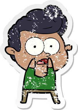 Çizgi film karakterinin kederli orijinal çıkartması.