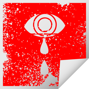 Ağlayan gözün orijinal kare soyulmuş çıkartması.